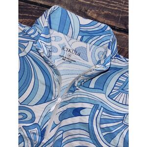 Women's Icikuls (Ibkul) Long Sleeve Shirt 1/4 Zip Blue Swirl Pattern XS